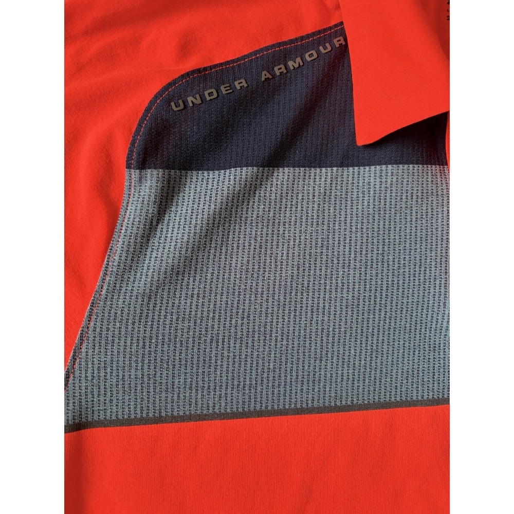 Under Armour Threadborne Short Sleeve Golf Polo Shirt Neon Orange Large JBHS - Picture 3 of 11